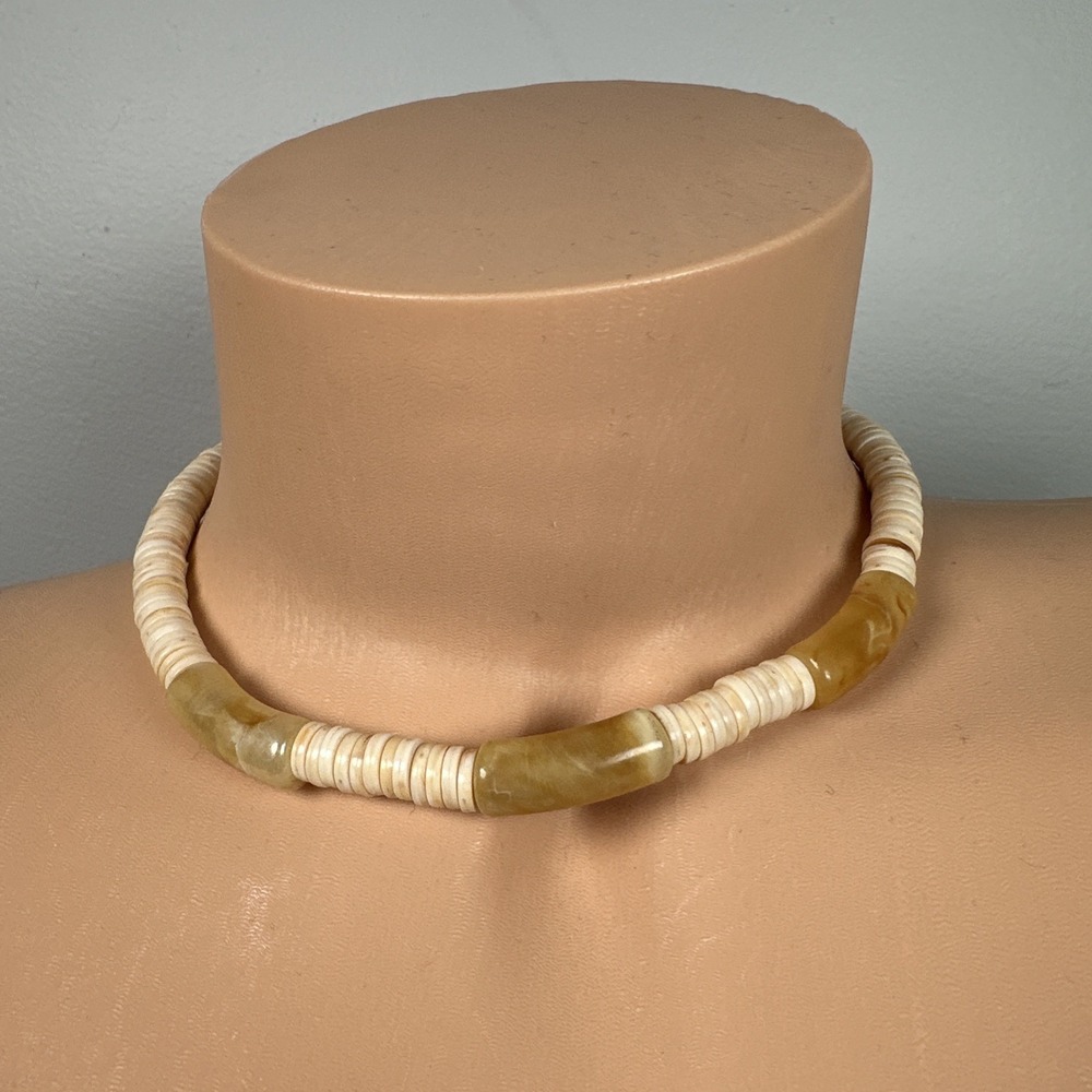Vintage Puka Shell Necklace Choker Surfer Tropical Beach
